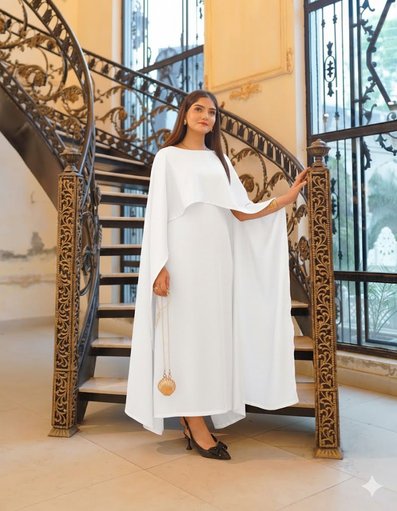 Silk Attached cape Maxi 1 Piece dress for Girls & Women's Fashion