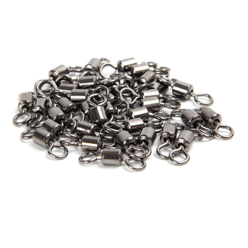 25Pcs Stainless Steel Bearing Rolling Connector Rotate Barrel Swivel Tackle Box Lure Line Tool Set Fishing Accessories Fishhook Fishing Connectors