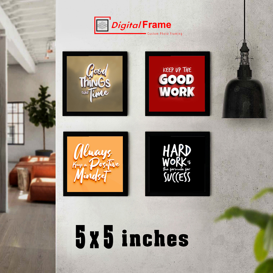 Pack of 4 Inspiration Quote Picture Frames,4 photo frame, Wall Hangings Glass front with Free print Digital frame