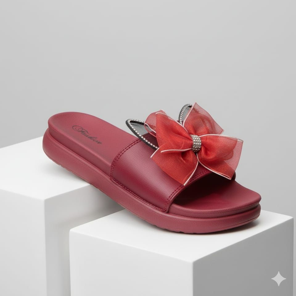 PVR Women Fashion Slippers with Big Bow | Soft Sole Comfortable Indoor & Outdoor Slides