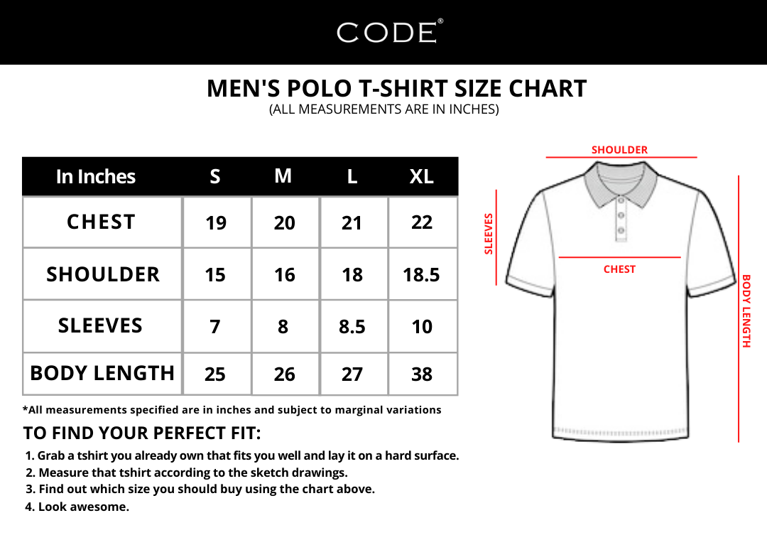 Mens polo t shirt size chart hotsell