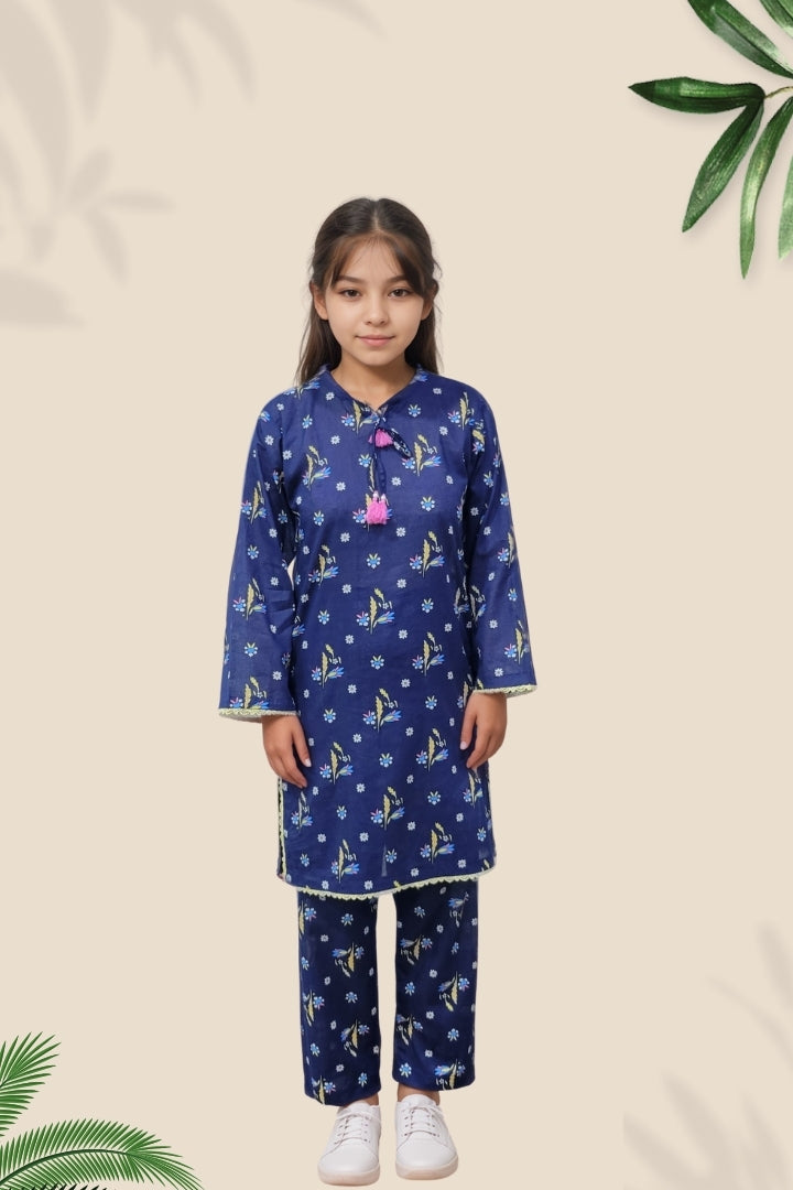 2 Pcs Girls Printed Suit