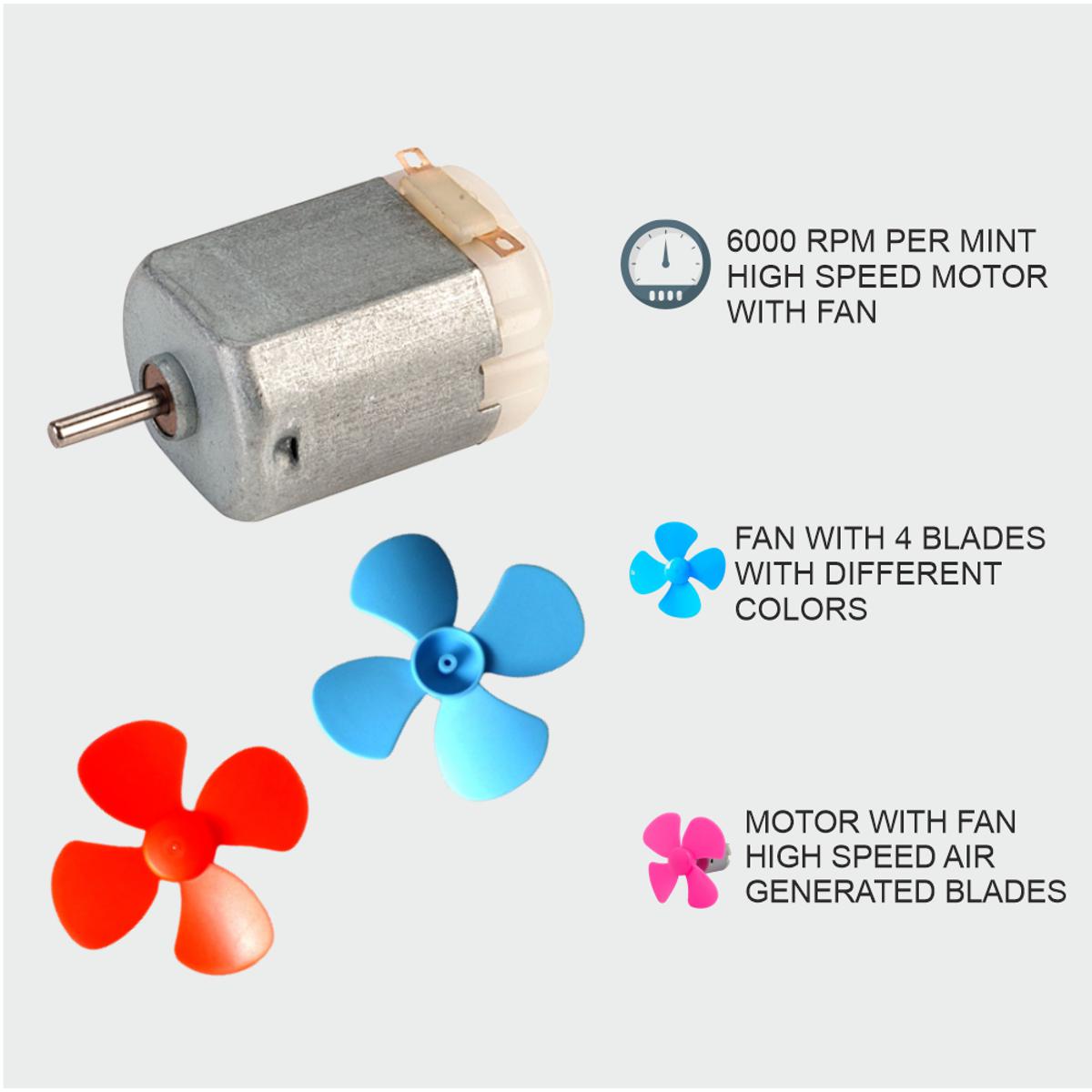 2PCS Fan + 2 Motor DIY 4 blade plastic fan + DC 3V-6V Mini Motor - DC motor and Propeller
