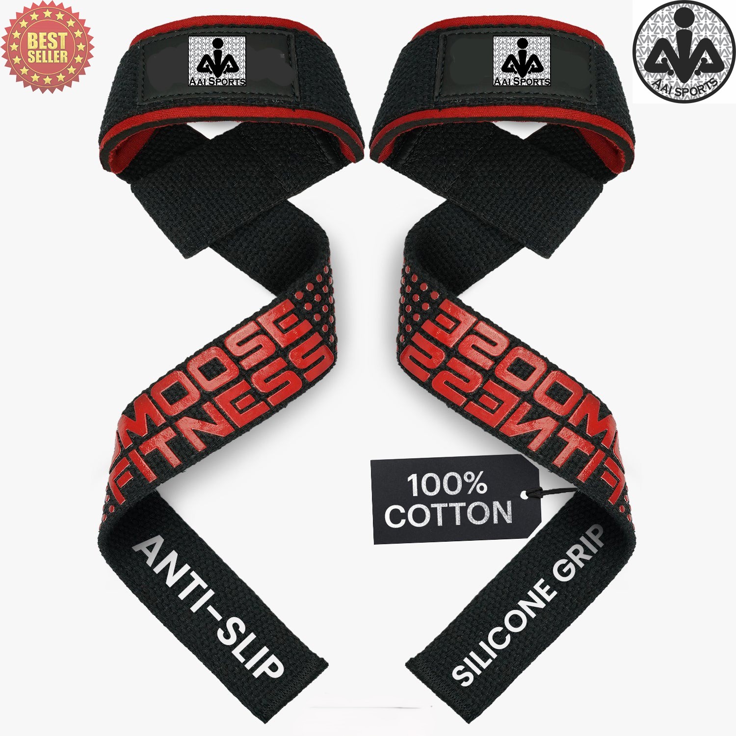 AAi Sports Gym Wrist Strap Weightlifting Hand support | cotton Bar lifting strap24" Strong Cotton Weightlifting Wrist Straps To Support Grip and Lift Heavier - Ultimate Workout Deadlift Straps for weight lifting