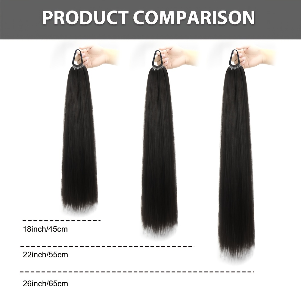 Ponytail Hair Extension for Girls – Hair Pony Extension with Elastic Bands, Straight 28 Inch Long
