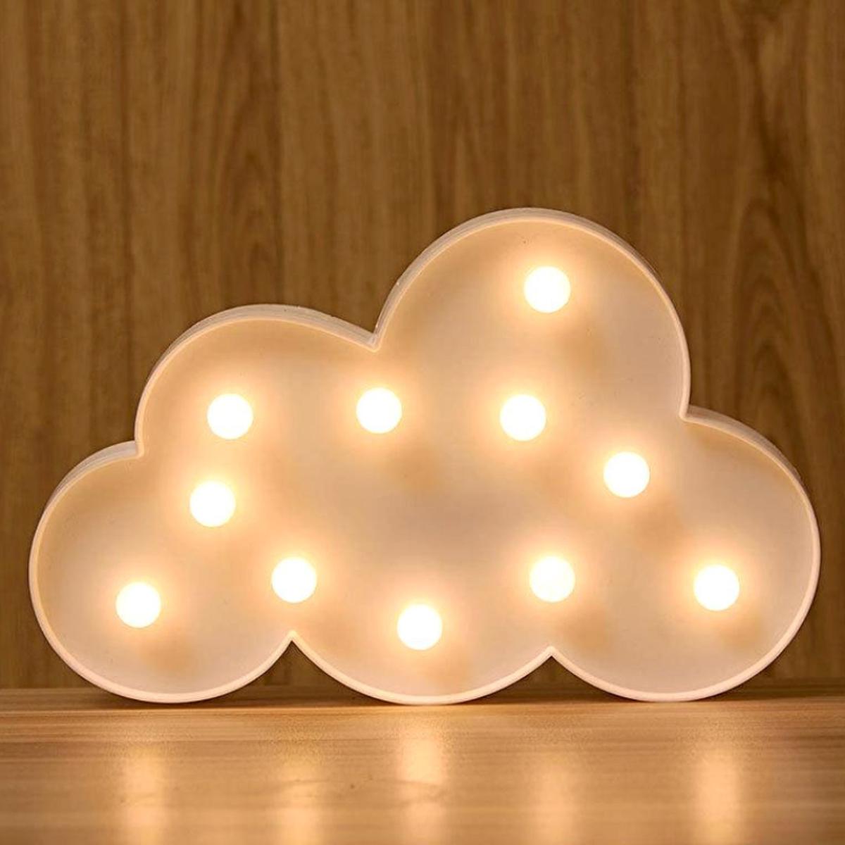 TEXIJUSO Kawaii Cloud LED Night Light – Battery-Operated Bedside Lamp, Soft Glow For Kids, Hanging Wall Decor (Multiple Shapes)