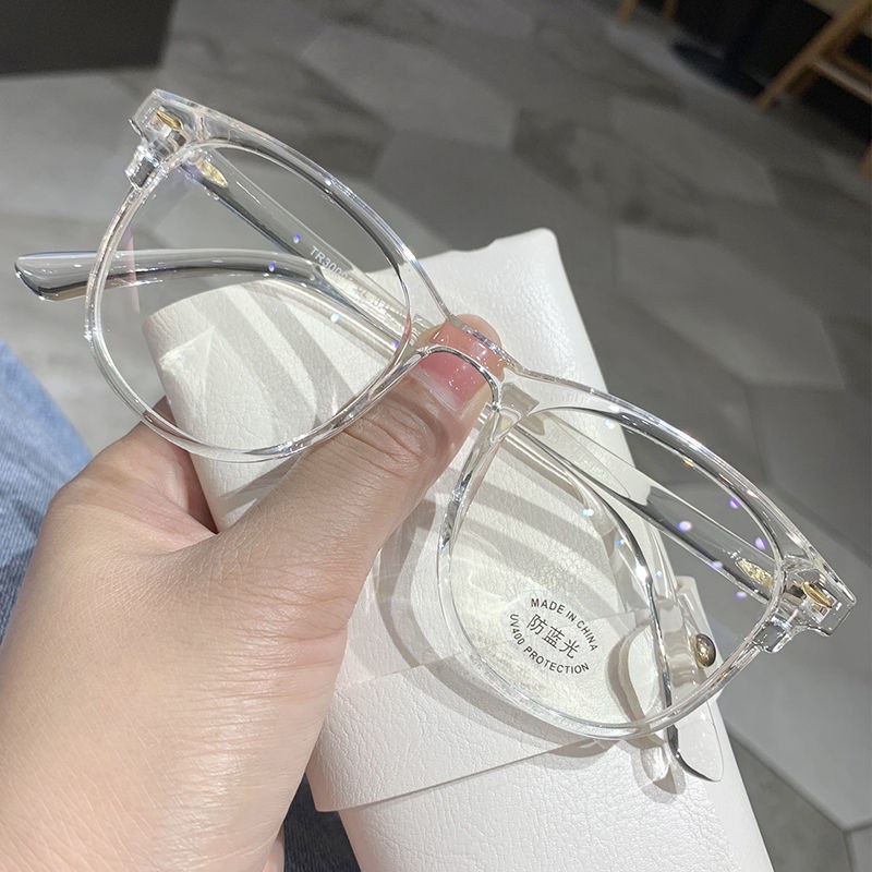 Anti-blue Light Glasses Retro Women Square Frames Flat Light Glasses Blue Computer Goggles