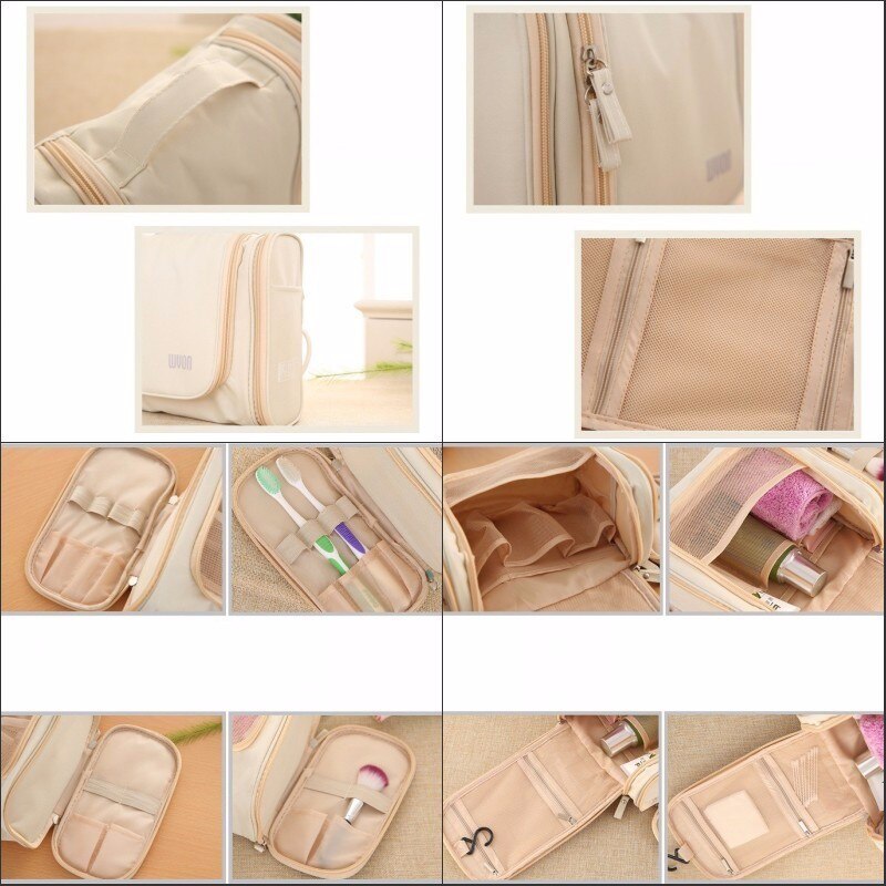 Travel Portable Cosmetic Bag 6 Color Hang Hook Folding Wash Make-Up Organizer Neceser Makeup Pouch For Women Beauty Toilet Bag