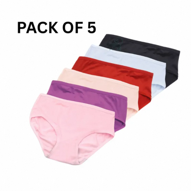 Pack of 5 Comfortable Cotton Panties, Lingeries Shorts, Underpant Solid Panty Female Intimate, Brief Women Underwear, Panties for girls, Lightweight Breathable for Ladies Stretch Panties