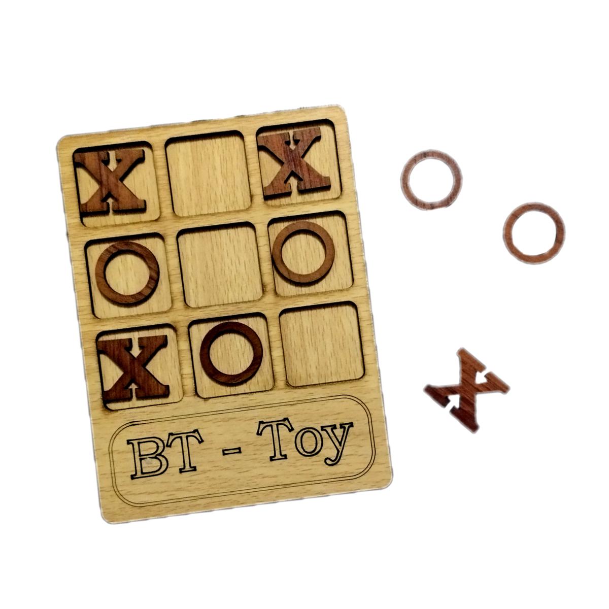 Tic Tac Toe/Noughts and Crosses Wooden Tabletop Board Game Family Game for Kids and Adults Brain Teaser Puzzle