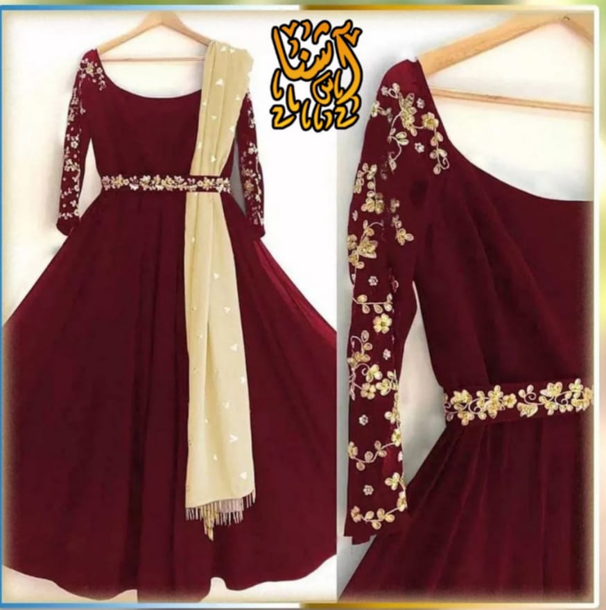 Shahi Border Embroidered Maxi With Embroidery Dupatta 3Piece