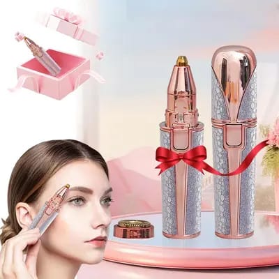 Premium Facial Hair Remover Machine Razor - Rechargeable Trimmer Tool for Women - Best Quality Chargeable Electric Shaver for Upper Lip, Chin, Cheeks & Eyebrows - 2 in 1 Eyebrow Trimmer - Painless, Pocket Sized & Lipstick Shape