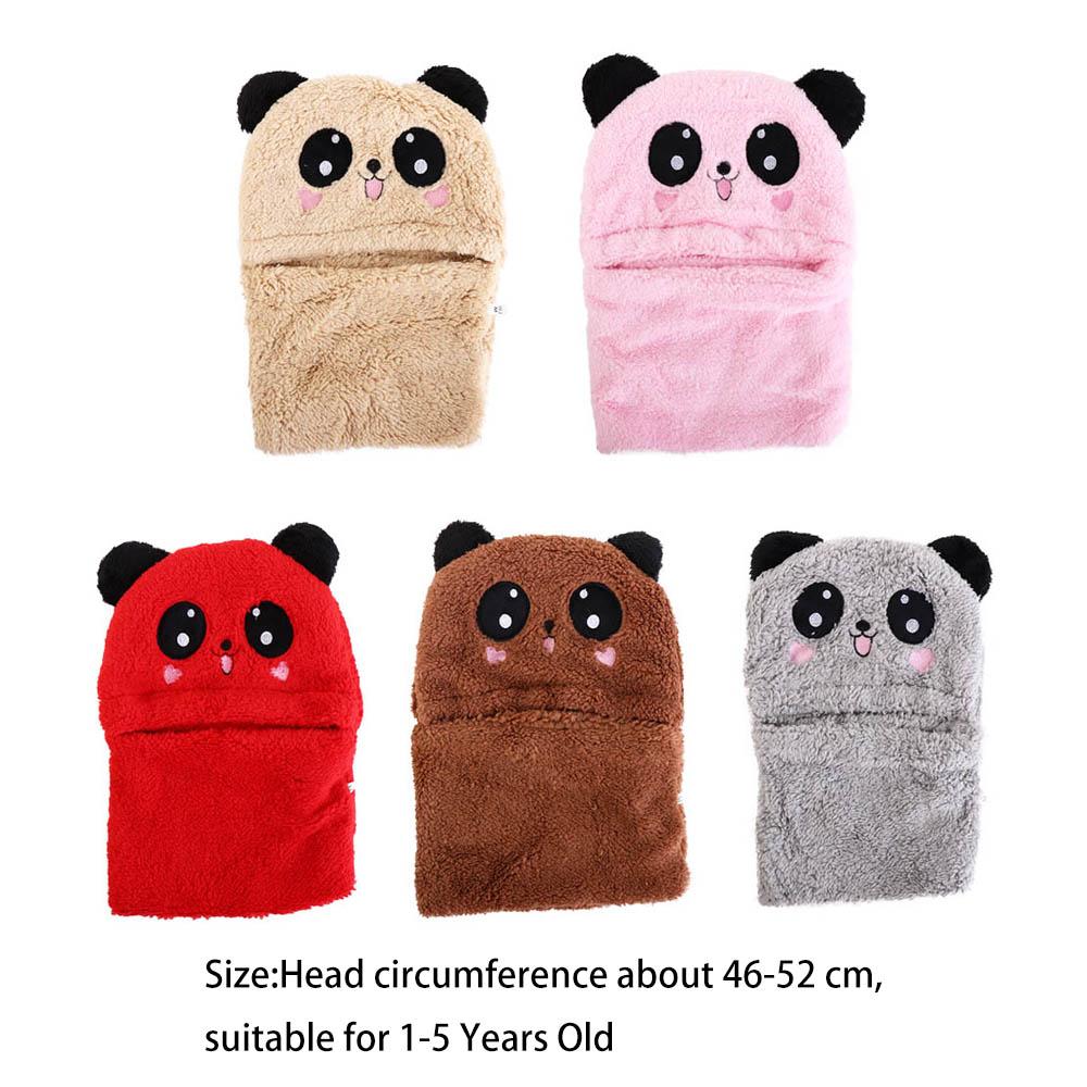 Boys And Girls Adorable Winter Baby Cap Velvet Cartoon Panda &Amp; Rabbit Hat With Warm Neck Collar
