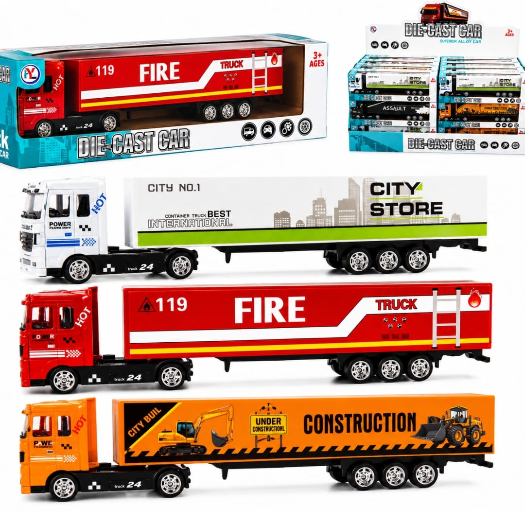 New 10-Wheeler Diecast Truck Toy for Kids 3+ Years - Realistic Alloy Head and Back Design, Educational Play Vehicle 1pcs Multicolor