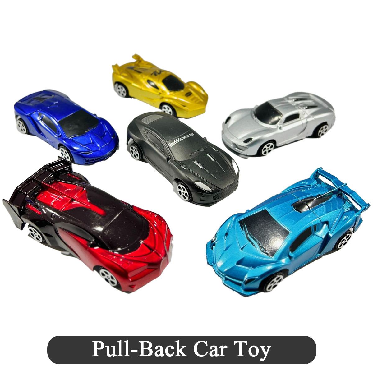 6 Pcs - Unbreakable Lamborghini Sport Racer Pull Back Cars Toy For Kids Boys  Girls PullBack Vehicles Toys - Die cast Model Cute Baby Vehicle Set Push Back DieCast Plastic Racing Large Big Size Car