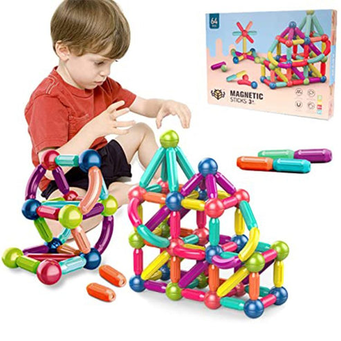 Magnetic Magic Stick 25,36,42,64 Pcs Building Set Puzzle Toy Educational Creative Toys Intelligent Children Diy ,Stick Construction Puzzles For Kids