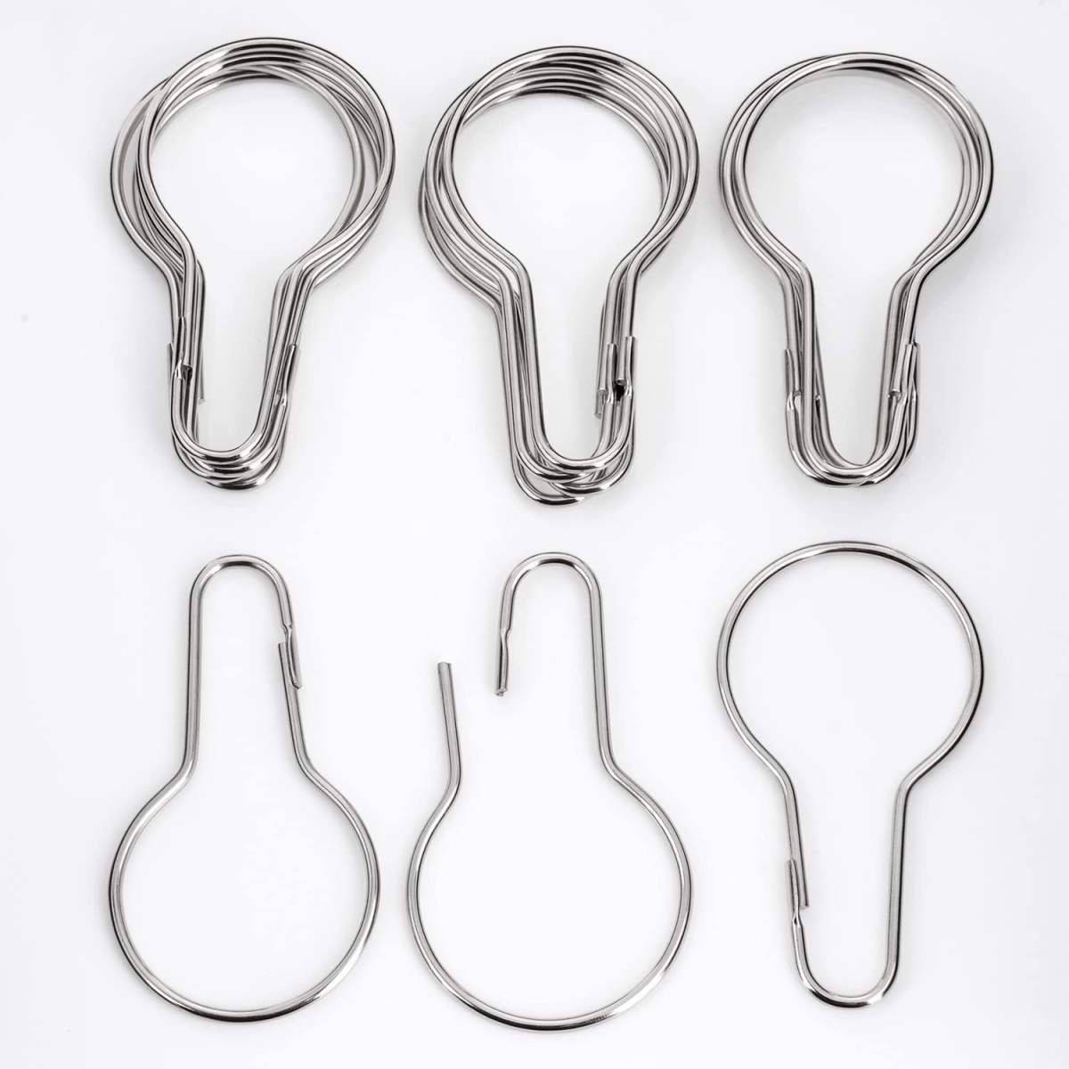 24 Pieces - Silver Metal Shower Curtain Style Hanging Clip Chain Hooks for Sorting & Organizing, Window Arts & Crafts Display, DIY Key Shower Rings Hangers