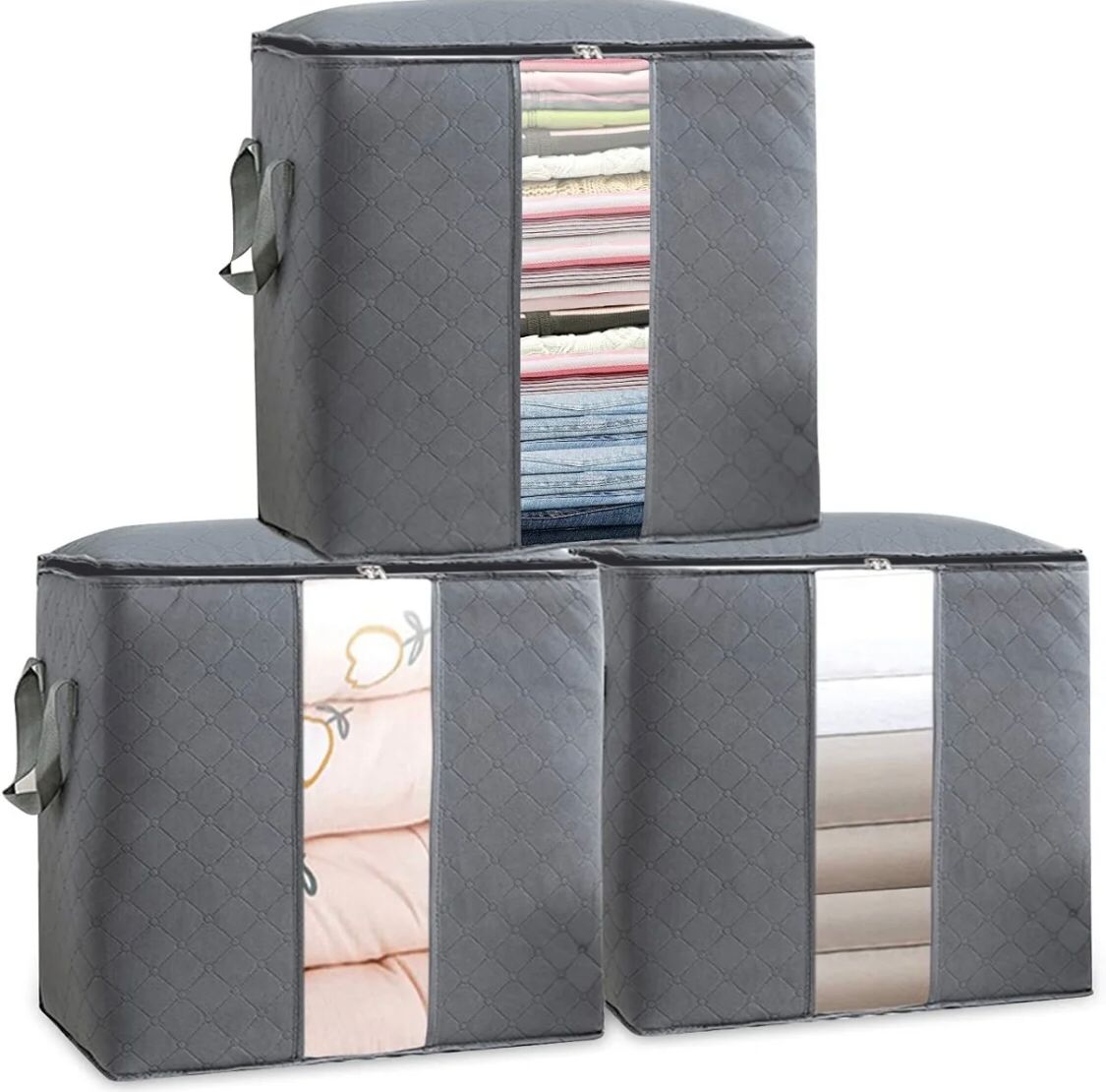 Foldable Storage Organizer Bag Transparent PVC Window Clothes Blanket Storage Bag Multiple Color