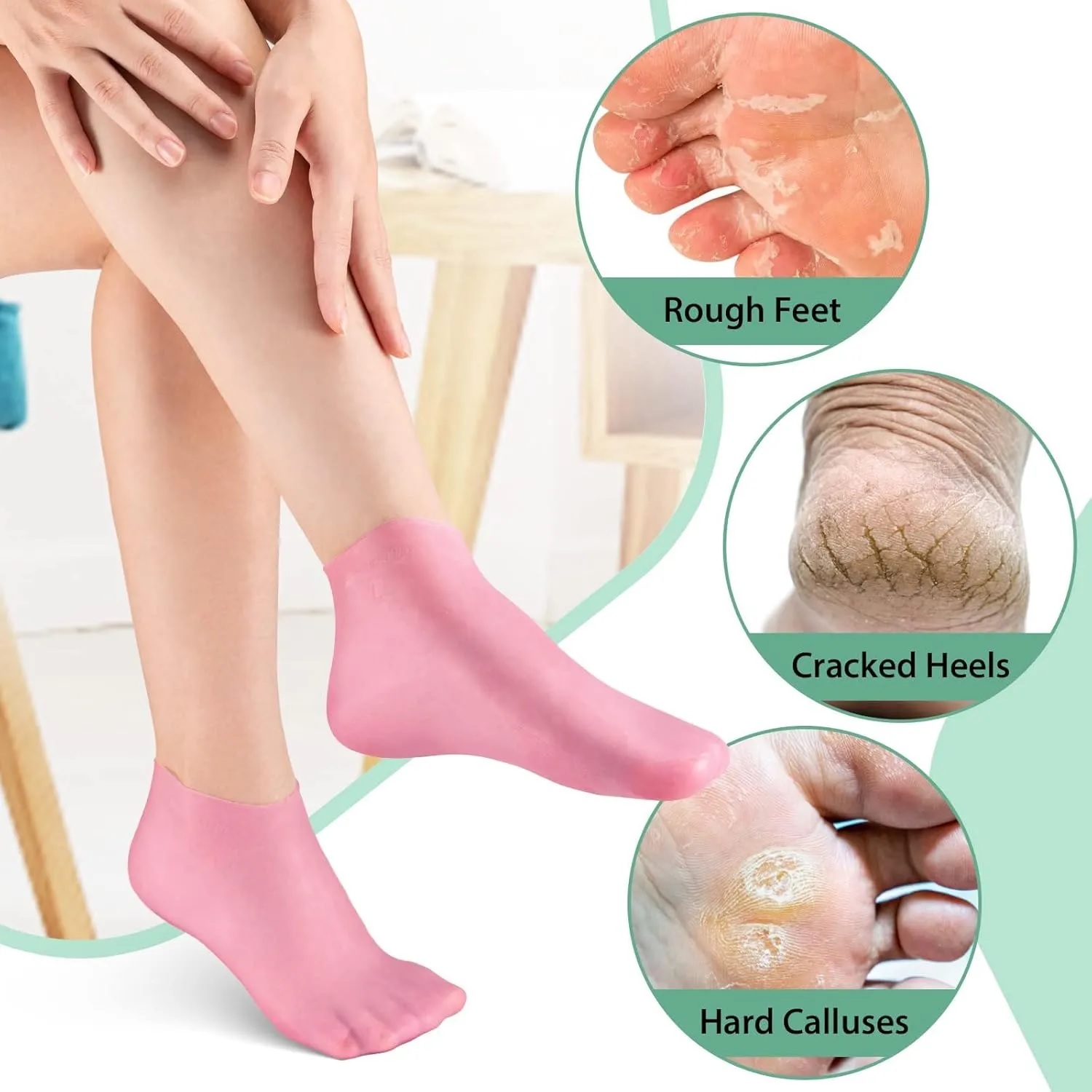 Silicone Socks for Women & Men | Full Foot Gel Heel Socks, Moisturizing Foot Protector for Heel Pain, Cracked Heels & Foot Care | Reusable Soft Heel Socks, Best for Athletes & Runners | Anti-Crack Gel Heel Protectors