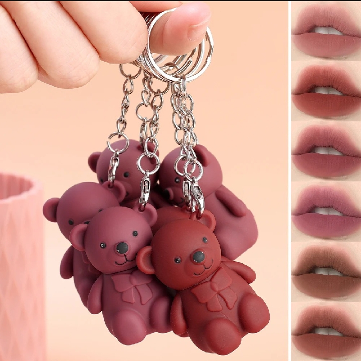 Teddy Bear Lip Gloss Matte Keychain Style Makeup your Lips | Lip Gloss Keychain | Lip Gloss Korean | Lipgloss for girls cute in Teddy Bear Style