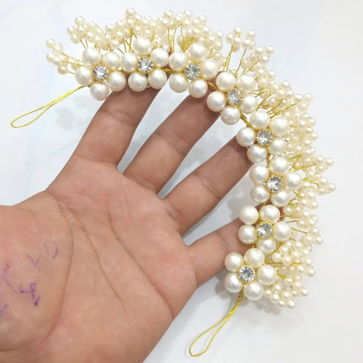 Elegant Bridal Wedding Hair Accessories New Crystal Pearl Flower Hair Ribbon Crown For Women Girls