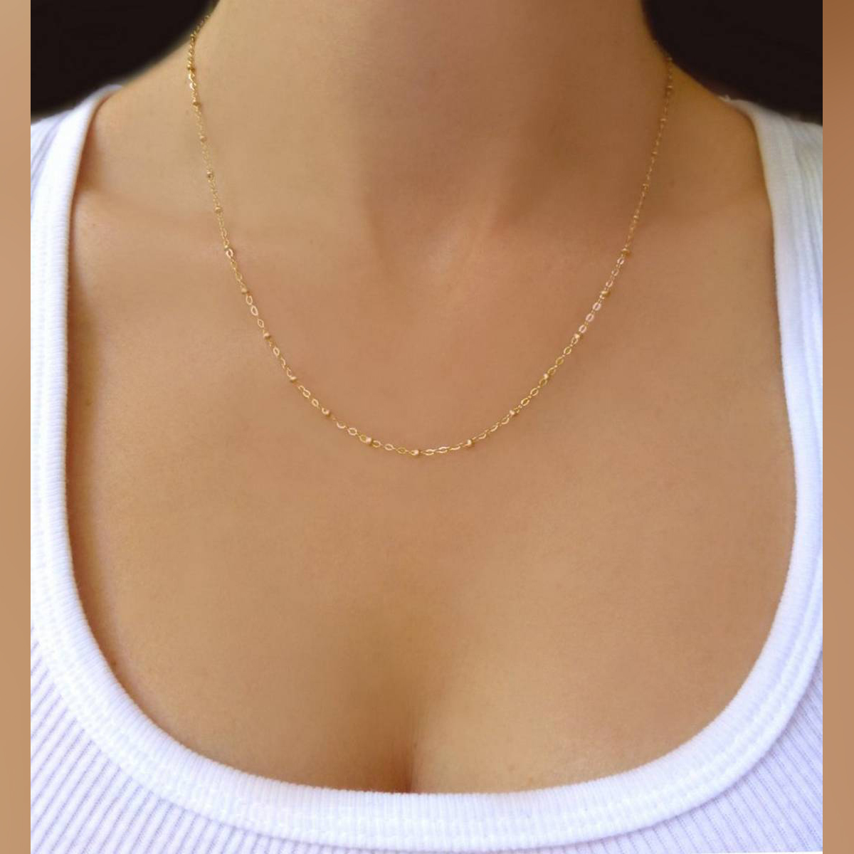 Chain ball Golden Necklace Women Fashion Jewellery