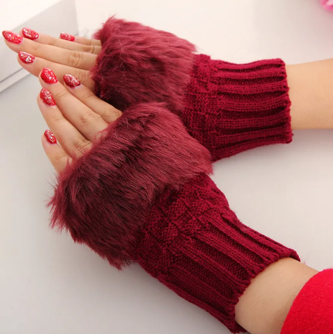 Maroon fingerless clearance gloves