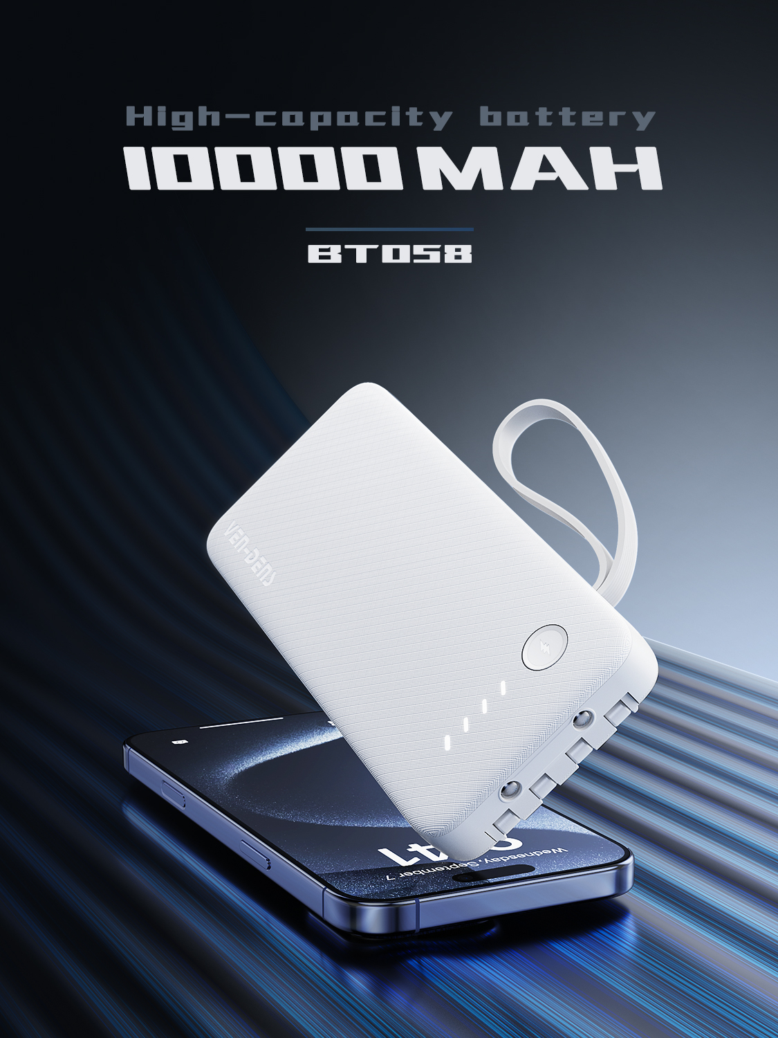 VenDens PB058 Power Bank 10000mAh  Portable Fast Charging Power Bank with Dual Output  Compact & Travel Friendly Battery Pack