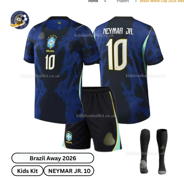 Neymar Jr Brazil World Cup 2026 Kids Football Kit | Breathable Jersey Set for Boys & Girls