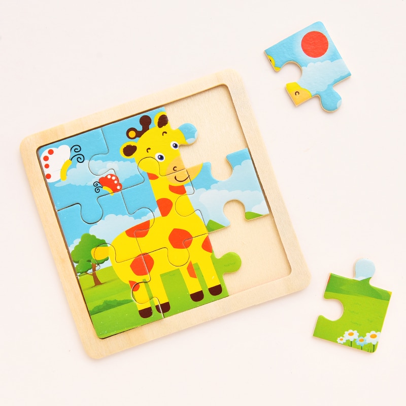 Baby Wooden Montessori Puzzle Child Game Wooden Puzzle 3D Cartoon