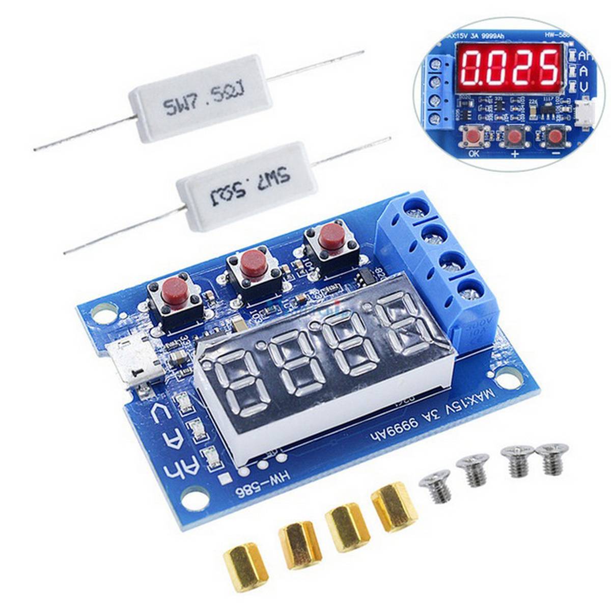 ZB2L3 1.2v-12v Li-ion Lithium Battery Capacity Tester Discharge Tester
