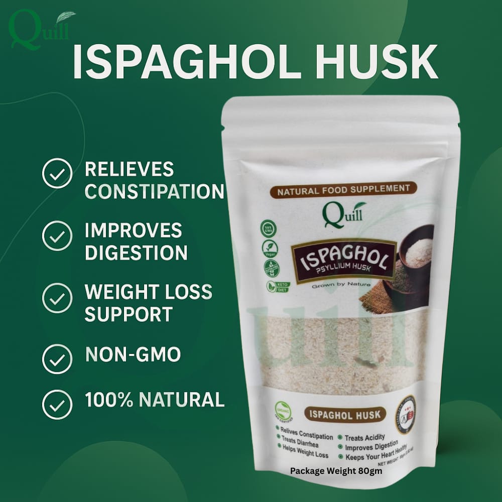Ispaghol Husk – Organic Ispaghol Husk 80 gm –100% Pure & Organic Ispaghol Husk  – Pure & Premium Quality – High Fiber & Protein – Natural Psyllium Husk for Weight Loss, Digestion, and Detox – Gluten-Free Fiber Supplement for Healthy Lifestyle