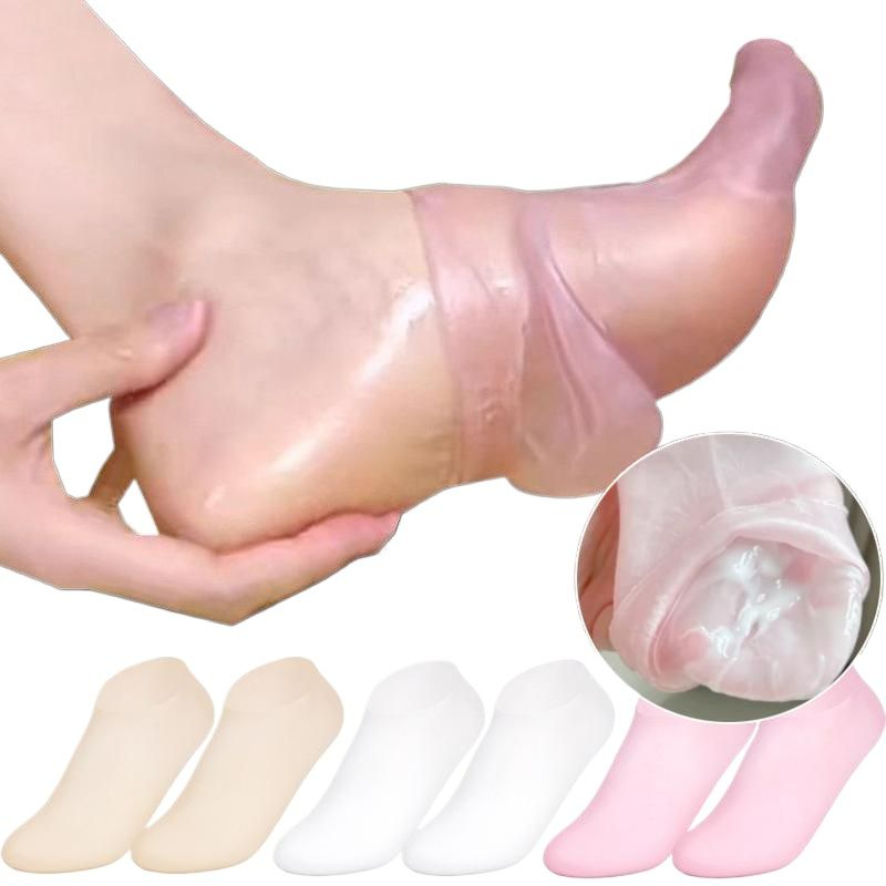 Pack of 3 - Silicone Socks for Women & Men | Full Foot Gel Heel Socks, Moisturizing Foot Protector for Heel Pain, Cracked Heels & Foot Care | Reusable Soft Heel Socks, Best for Athletes & Runners | Anti-Crack Gel Heel Protectors