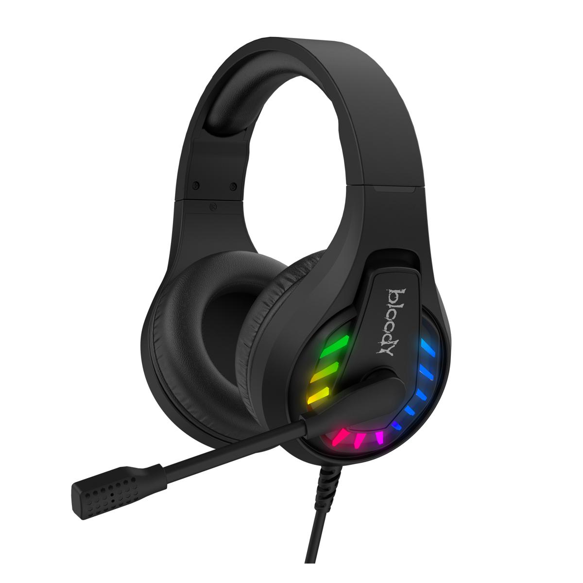 Bloody G230P Stereo Surround Sound Gaming Headset - Neon LED Backlit - Noise Canceling Mic - 3.5 mm - Compatible with PC, Tablet, Mobile, PS4, PS5, Xbox