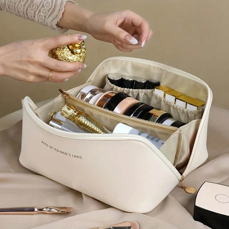 Waterproof Makeup Organizer Female Toiletry Kit Bag Make Up Case Storage Pouch Luxury Lady Box, Cosmetic Bag, Organizer Bag For Travel Zip Multipurpose Traveling Cosmetic Bags