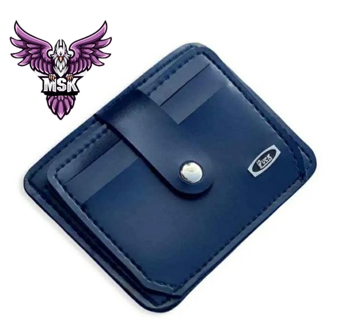 New Slim 9 Pockets Button Down Card Holder Mini Zipper PU Leather Wallet for Men's