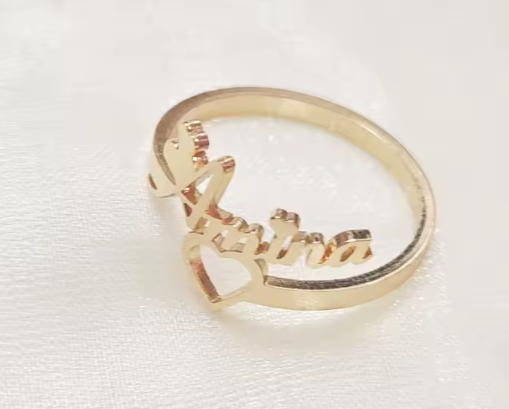 Custom Hollow Love Name Ring Personalized Opening Adjustable Ring Jewelry Birthday Party Gift