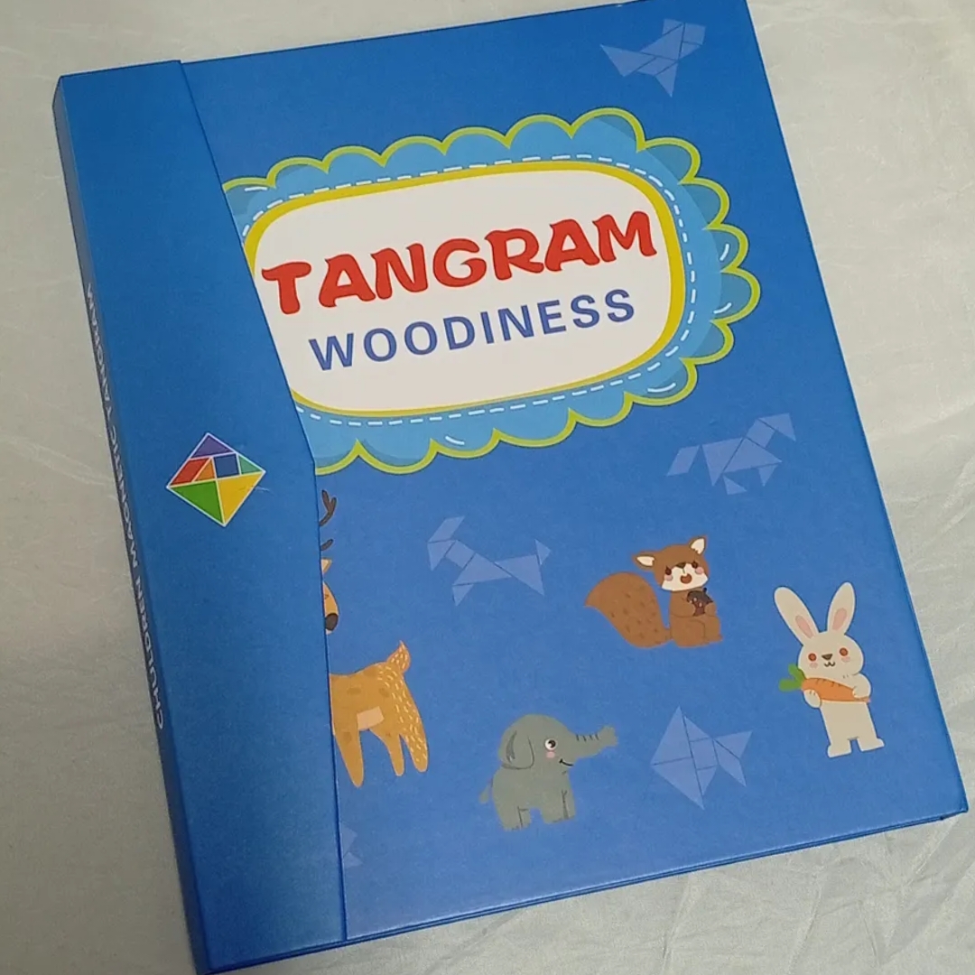 Wooden Pattern Compact Tangram Magnetic Puzzle IQ Educational Toy Brain Teasers for Kid Toddlers