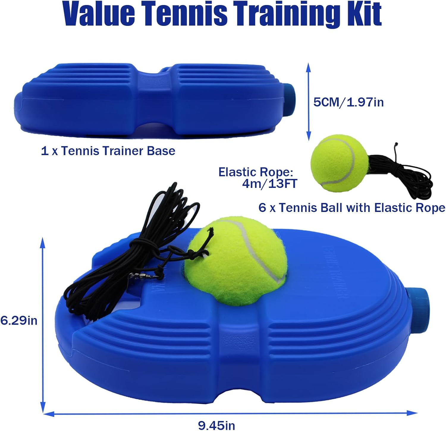Solo Cricket & Tennis Rebound Trainer – Self Practice Ball with Elastic Cord & Base | Portable Training Equipment to Improve Swing, Coordination & Control