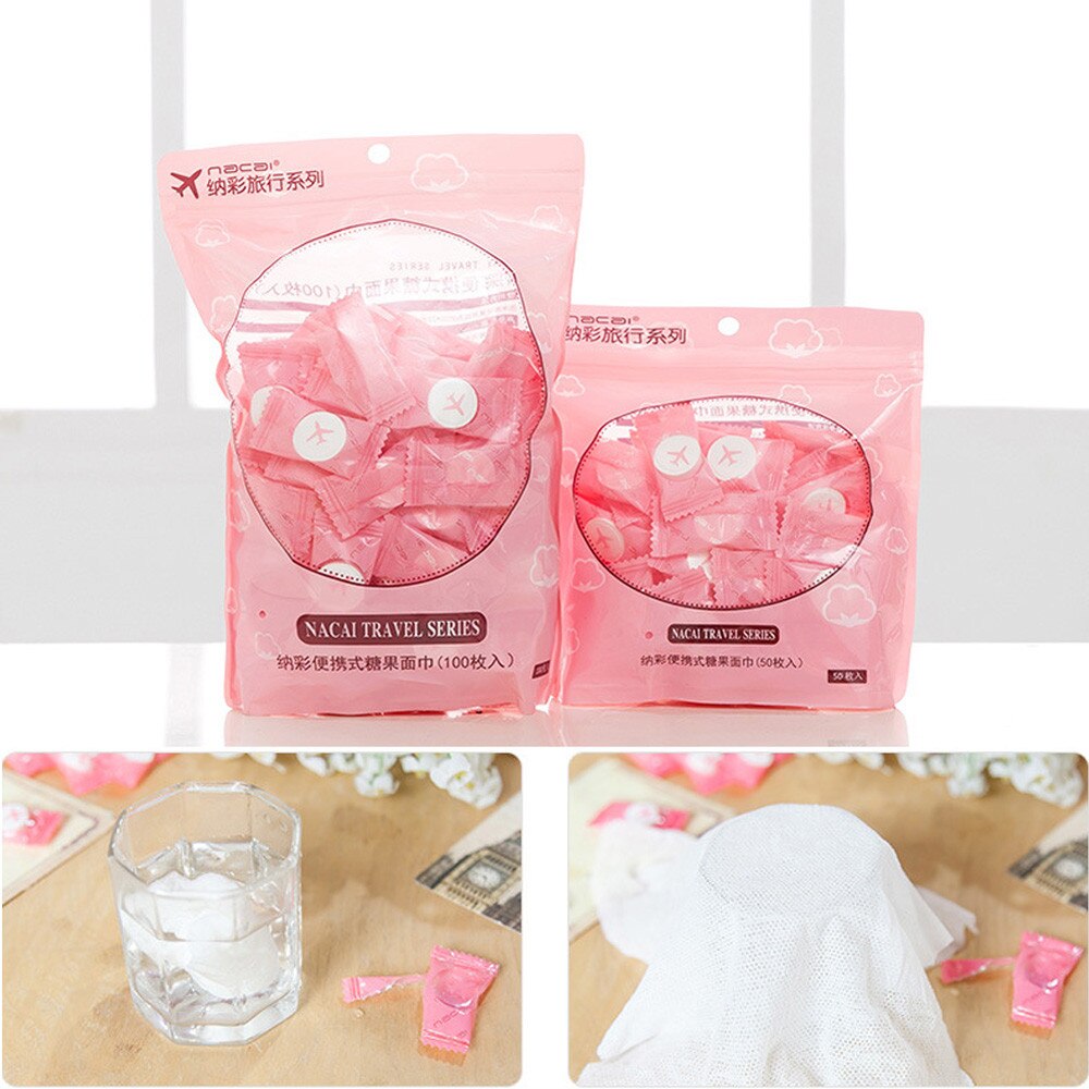 Compressed Towels Disposable Washcloths Portable Face Towels Soft Compressed Wipe Paper Tablets Compressed Magic Towels Compressed Cotton Napkins Tissues for Travel/Home/Outdoor Activities