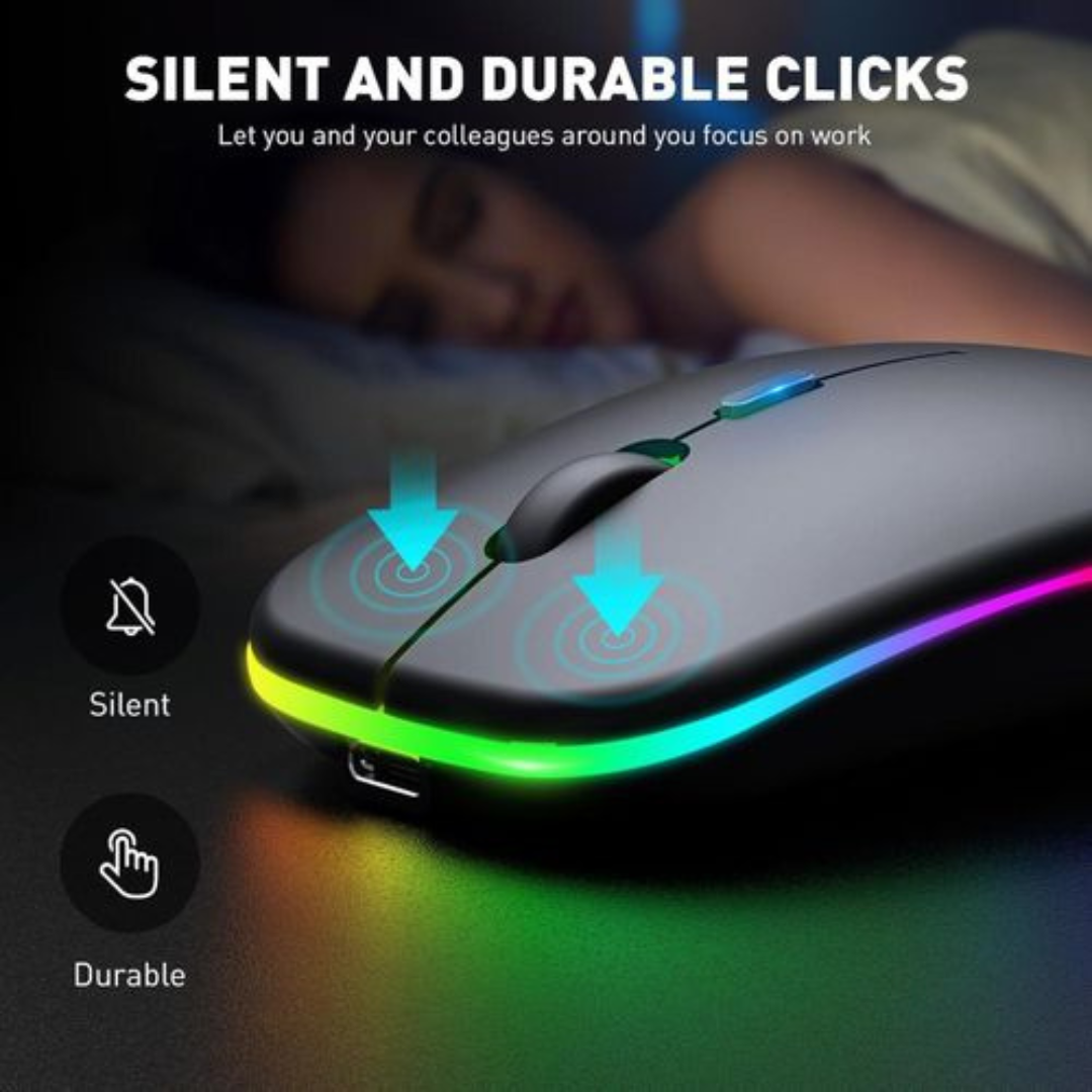 Ultra Slim RGB Bluetooth Wireless Mouse With Dongle And  Mouse Pad Dual Mode Rechargeable Optical
