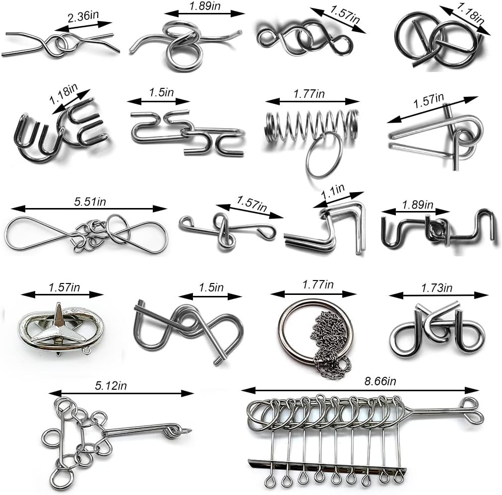 8Pcs/Set Metal Montessori Puzzle Wire IQ Mind Brain Teaser Puzzles Adults Interactive Game Reliever Educational Toys _KS