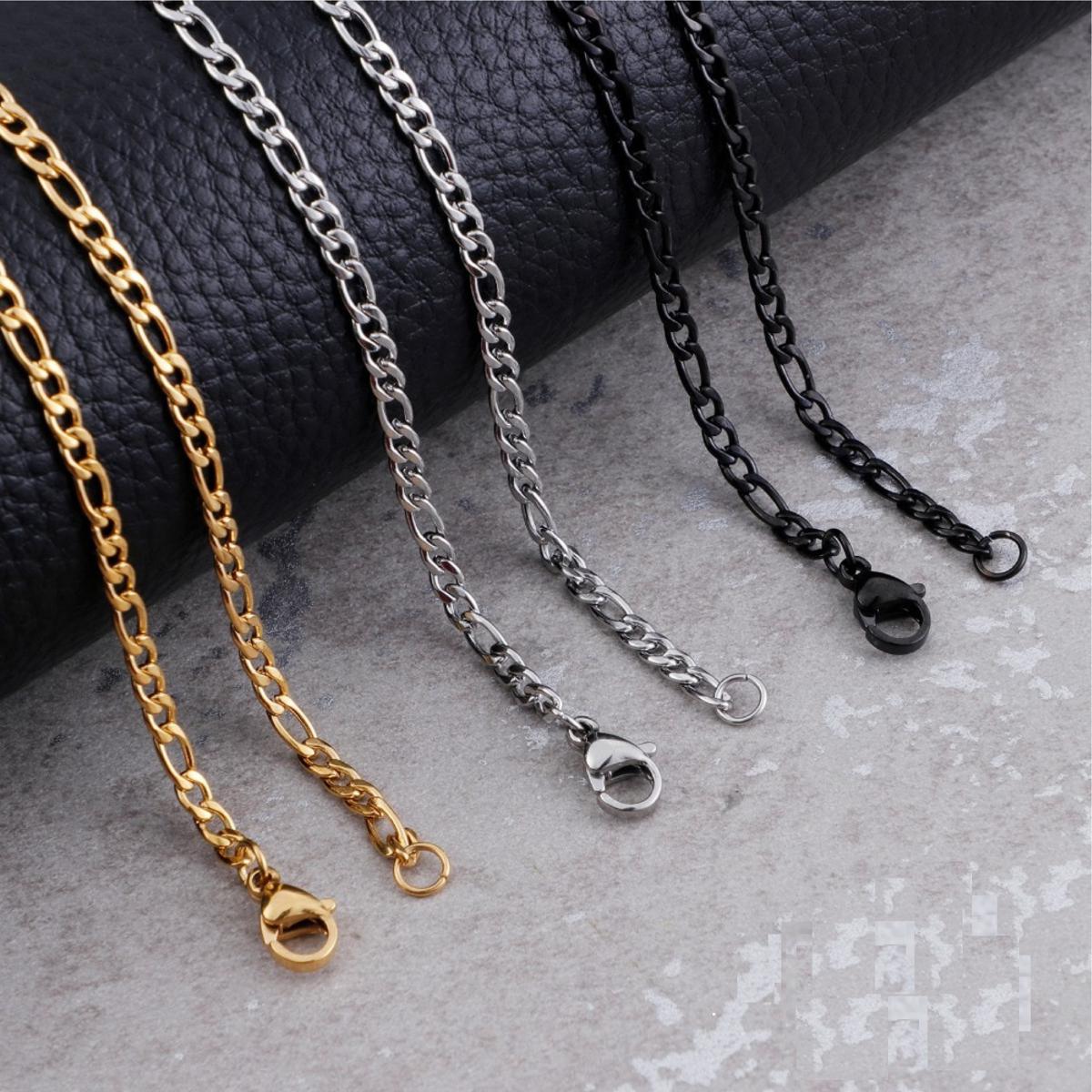 Silver/Black/Golden Stainless Steel Italian Thin Cuban Chain For Men/Boys Neck