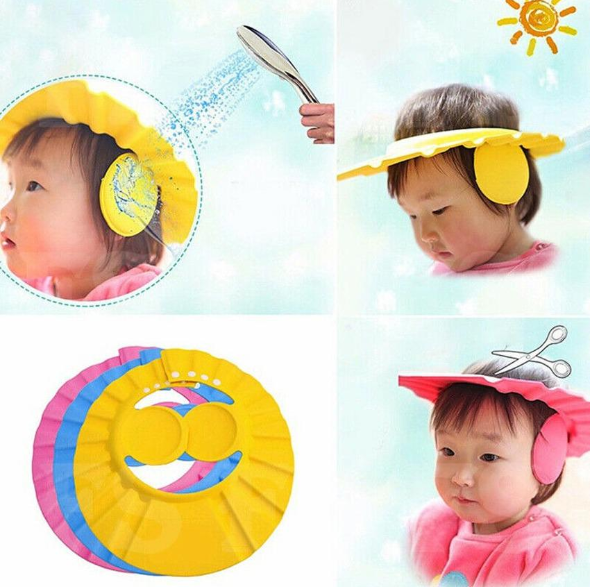 Baby Shower Cap Adjustable Hair Wash Hat For Kids Ear Protection Kids Shampoo Cap Durable Protect Eye Water-proof