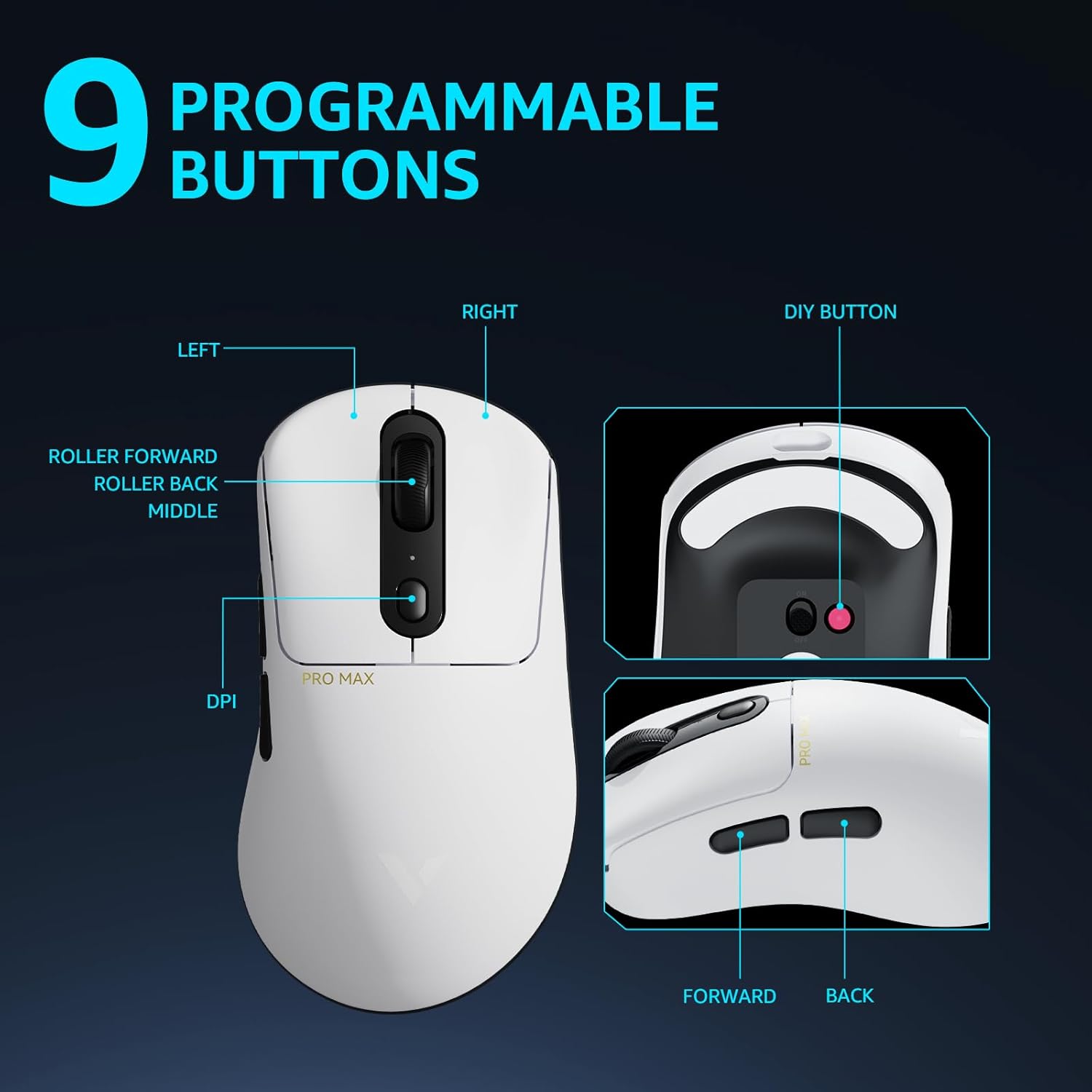 RAPOO VT3 PRO MAX Wireless Gaming Mouse White 8KHz Wired and 4KHz Polling Rate Wireless Connection 30000 DPI 8 Programmable Buttons Wireless Charging Support with Pro Sensor 21 4a4e36eb6a7457f8db384887deafb7d6