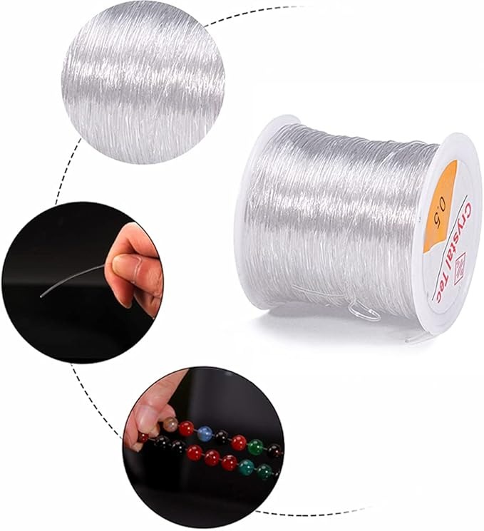 White Stretchy Elastic Crystal String Cord Thread for Jewelry Making Beading Bracelet Wire (80 Yards 0.5 mm) | Tawakkal Craft