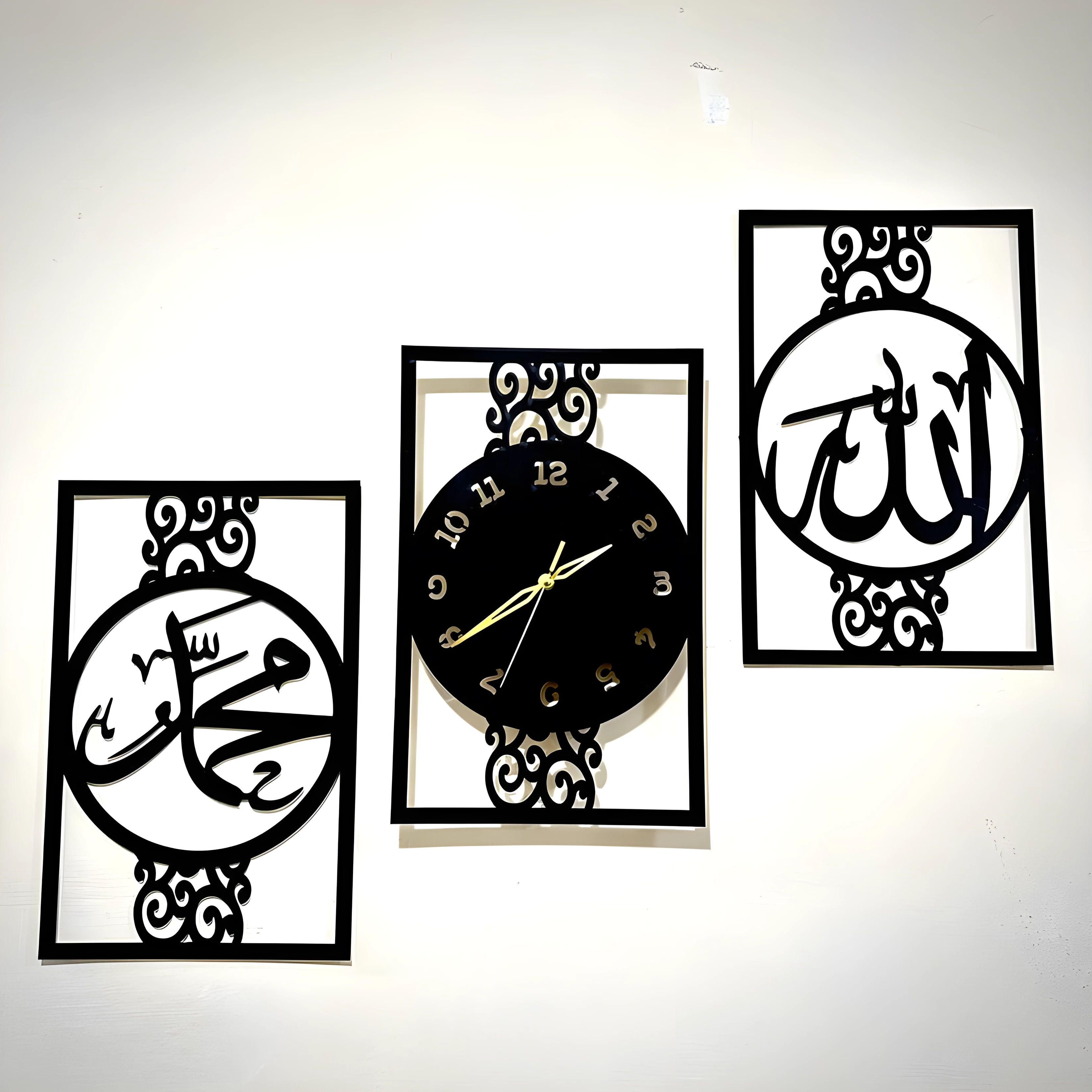 3d Wooden Home Decoration Simple AM Frame Shape wall Clock Laser Cut DIY Design Wall Watch for Home Decor