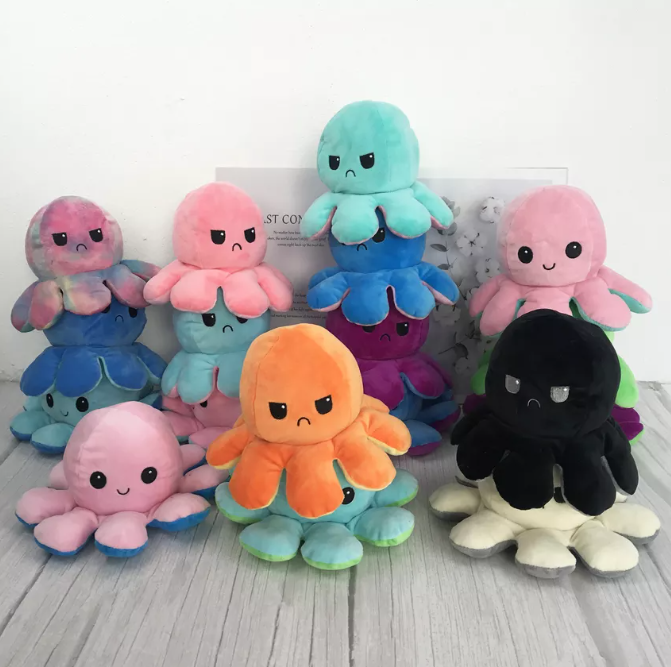 1Pc Stuff Toys For Girls Octopus plush Angry Happy Mix Colors Cute Reversible Octopus Stuff Emotion Toys Pulpo Reversible stuffed - Random Color