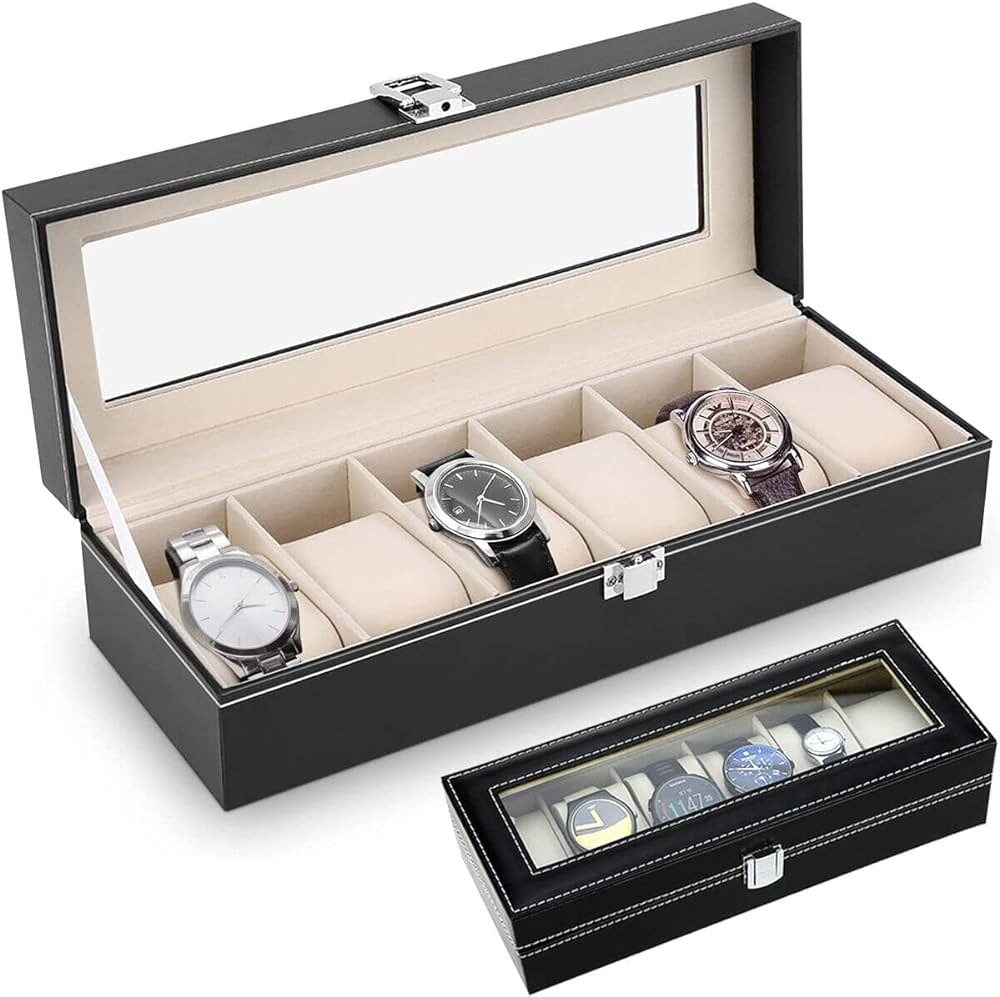 6/10/12 Slot Black PU Leather Watch Storage Box Daraz.pk