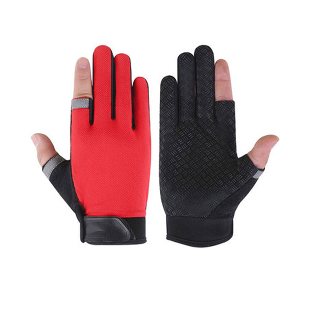 1 Pair Anti-Slip Breathable Fishing Gloves Two Finger Cut Fishing Cycling  Gloves Fitness Carp Fishing Comofortable Gloves
